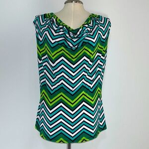 Jennie and Marlis Cowl Neck Sleeveless Geometric Blouse Size XL